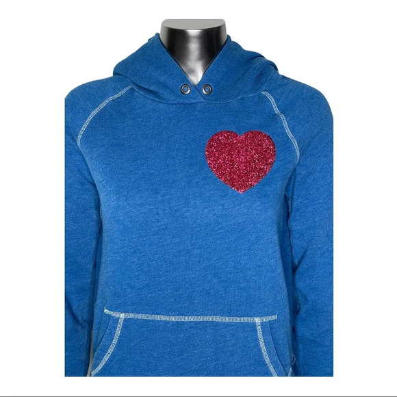 🛍️3/$40 PINK Victoria’s Secret Glitter Hoodie  Turquoise Size XS - Picture 5 of 7